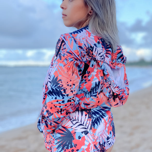 CORAL ZIP-FRONT JACKET WITH HOODIE